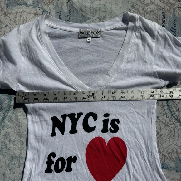 Wildfox NYC Is For Lovers Graphic Tee V-Neck White XS Made In The USA Y2K City - Picture 4 of 16